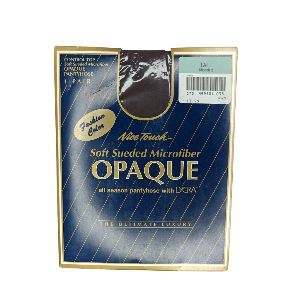 Nice Touch Opaque Soft Sueded Microfiber Pantyhose Tall Chocolate Vintage